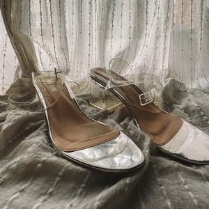 Clear short heeled sandals